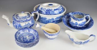 Spode tea, oven and decorative ware decorated in the Blue Italian pattern, including teapot and
