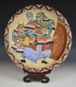 Japanese Satsuma charger / shallow dish with Samurai decoration, diameter 37 x height 6cm