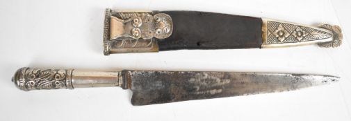 19thC or similar Argentinean gaucho knife, the 22cm single edged blade blade with indistinct maker's
