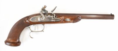 Pedersoli Le Page .45 flintlock pistol with named and engraved lock, adjustable trigger, chequered