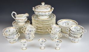 19thC Graingers Worcester tea ware with relief moulded detail and enamelled floral decoration,
