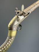 Turkish, Ottoman or Middle Eastern flintlock jezail rifle with 'Tower' and crown over 'GR' cypher