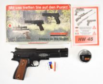 Weihrauch HW45 .177 air pistol with chequered wooden grips and adjustable sights and trigger, serial