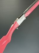 Italian 20 bore single barrelled folding poacher's shotgun with pink stock and forend, engraved
