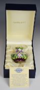 Moorcroft enamels pedestal vase decorated with flowers, H5cm, boxed