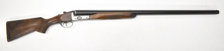 Zabala LP71 10 bore side by side shotgun with engraved action, underside and trigger guard,