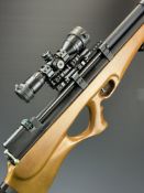Artemis P100 .22 PCP carbine air rifle with thumb-hole grip, three 10 shot magazines, bi-pod,