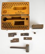 WW2 US Army marking outfit / punch set for metal stamping, contains 44 stamps, bases for spoons,