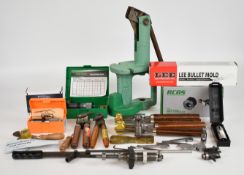 A collection of rifle and shotgun cartridge re-loading equipment including .577 Snider, .309, .