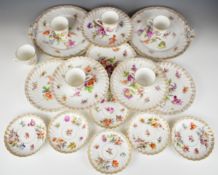 Dresden porcelain wrythen moulded coffee and dessert ware including six cups and saucers and two