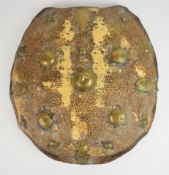 19thC Indian shield with brass decoration, diameter 39cm