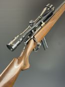 Browning A-bolt .22 bolt-action rifle with chequered semi-pistol grip and forend, three multi-shot