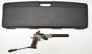 German Sport Guns (GSG) 1911 .22LR HV semi-automatic long barrelled pistol with chequered wooden