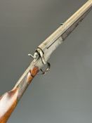 Griffiths & Worsley .380 needlefire rook rifle with chequered grip and forend, named and engraved