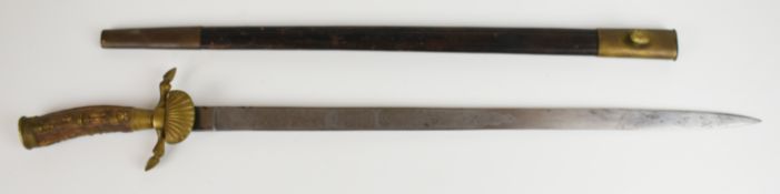 German hunting sword, the 48.5cm blade with etched design showing foliage and trophies, with