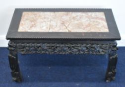 19thC Chinese marble inset padauk table or jardiniere stand, W68 x D38 x H36cm