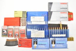 Over 250 rifle and similar cartridges including .300, 9mm .17HMR, .32 S&W etc, some in original