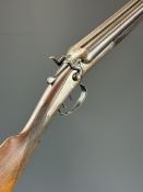 Midland Gun Co 16 bore side by side hammer action shotgun with chequered grip and forend, vacant