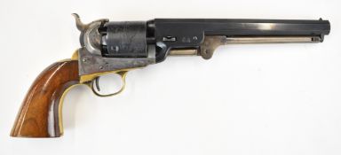 Navy Arms Co Colt Model 1851 .36 six-shot single-action percussion revolver with engraved scenes