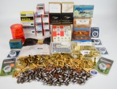 A large collection of re-loading items including Lee .303 British dies, 20 FBM .303, 20 Norma .500