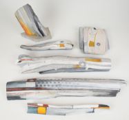 Sophia Hughes (1947-2021) collection of painted driftwood items, most signed, some entitled verso,