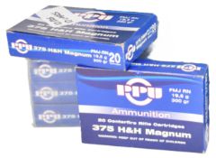 Ninety .375 H&H 19.5g 300gr rifle cartridges, all in original boxes. PLEASE NOTE THAT A VALID