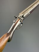George Edward Lewis 12 bore side by side hammer action shotgun with line engraved locks, hammers,