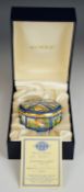 Moorcroft limited edition 78/150 enamel hinged pill box decorated with British native birds, with
