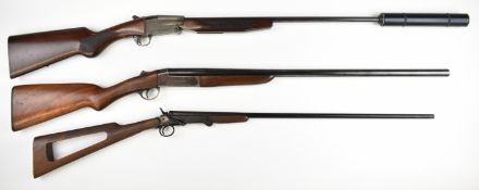 Three single barrelled shotguns Webley & Scott 12 bore serial number 1338, Italian Finto .410