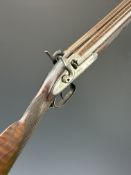English 12 bore double barrelled side by side percussion hammer action muzzle loading shotgun with