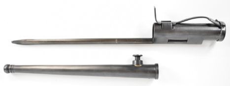 British WW2 MKII Sten Gun spike bayonet with 20cm spiked blade and steel catch stamped with B&J.S.