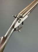 W Horton of Glasgow 12 bore side by side hammer action shotgun with named locks engraved with scenes