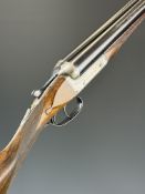 Joseph Lang & Son 12 bore side by side ejector shotgun with named locks, chequered grip and