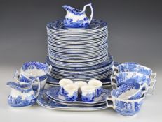 Collection of Spode dinner and tea ware decorated in the Blue Italian pattern, to include