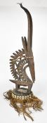 African carved tribal chiwara headdress from the Bamaria (Bambara) tribe, Mali, H89cm