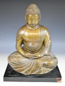 Bronze figure of Buddha meditating, on plinth, H43cm