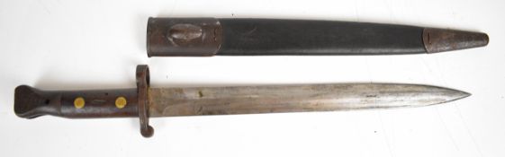 British 1888 pattern bayonet, the 30cm double edged blade, with maker's mark Wilkinson, London,