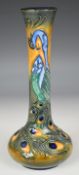 Rachel Bishop for Moorcroft pedestal vase decorated in the Peacock pattern, signed and dated 96 to