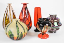 Czechoslovakia / Czech Republic / Bohemian art glass vases and another art glass vase with burnt