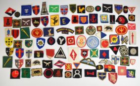 Approximately 92 pieces of WW2 and Cold War cloth insignia to include British Troops in Siam,