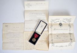 Belgian King Albert medal (Médaille du Roi Albert) awarded to George Guyer, in box with multiple