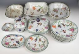 Mason's Victorian Improved Ironstone dinner service decorated with birds of paradise, flora and