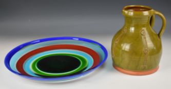 Berit Johansson for Salviati art glass shallow dish with multicoloured concentric circle decoration,