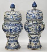 Pair of Chinese blue and white covered floor vases, H70cm