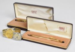 Coca Cola advertising Seiko wristwatch, two Cross pens and a military style Hoga wristwatch