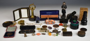 Collectables to include Elzit ship's telegraph table lighter, Georgian snuff boxes, vintage
