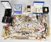 A collection of jewellery including seven silver rings including amethyst, marcasite, etc, (29g),