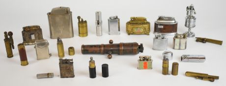 Collection of novelty cigarette lighters including trench art, shotgun cartridge, 'floating' table