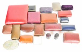Over twenty antique jewellery boxes including 'Pleasance & Harper, Bristol', 'W.Riddett, Ryde', '