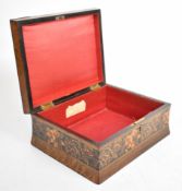 19thC Tunbridge ware hinged box with central image of Carew Castle, Pembrokeshire, label within, W24